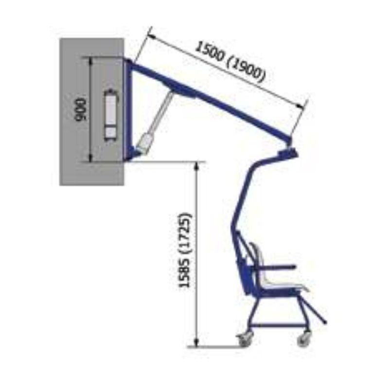Αναβατόρια πισίνας - F130. Σχέδια διαστάσεων αναβατορίου που συνδέεται σε τοίχους
