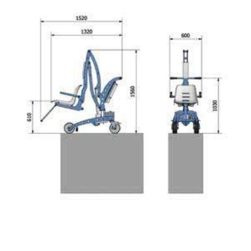 Αναβατόρια πισίνας - ecoPool. Σχέδια διαστάσεων αναβατορίου. Πλαγία όψη